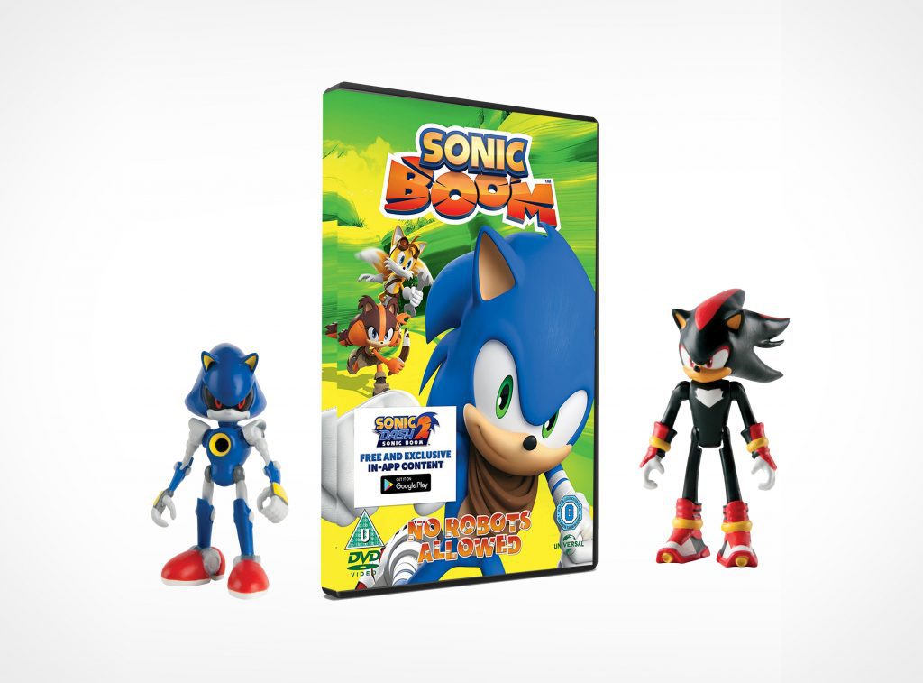 Win Sonic Boom No Robots Allowed DVD and figurines