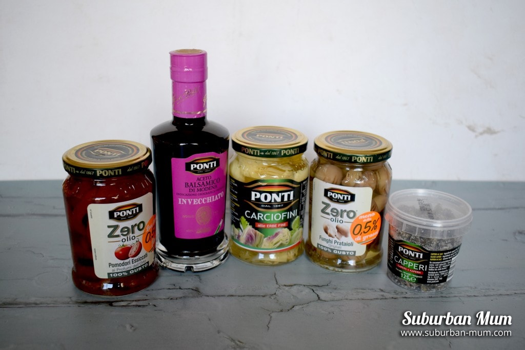 Ciao Gusto - Ponti products: Sundried Tomatoes, Balsamic Vinegar, Artichokes, Mushrooms and Capers